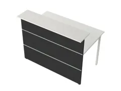 Balie Aanbouwelement 1350x1015mm Recht Front Antraciet Bladen Wit