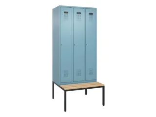 locker met bank,voor scheiding van kleding,HxBxD 2120x900x815mm,3vak - 2