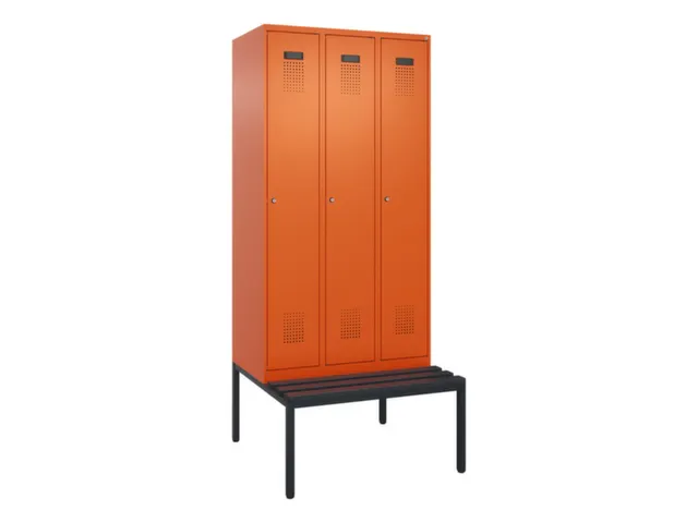 locker met bank,voor scheiding van kleding,HxBxD 2120x900x815mm,3vak