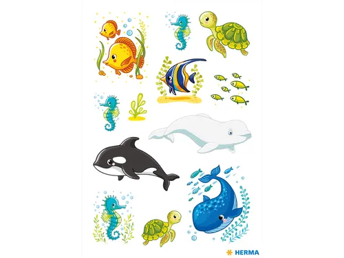 Etiket Herma 15733 Walvissen en Zeedieren 3x12 stickers