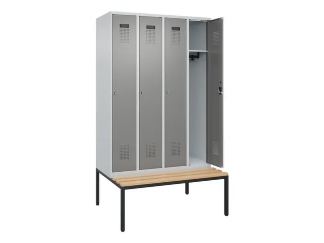 locker met bank,HxBxD 2120x1200x815mm,4vak,vak B 300mm,cilinderslot