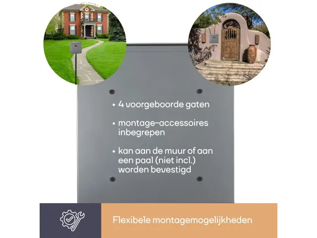 Brievenbus Monaco Inox met naamplaatje incl. 2 sleutels 36.8x36.5x10cm