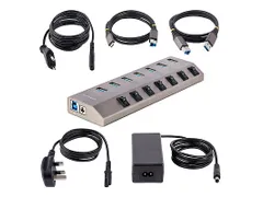 7-Port Self-Powered USB-C Hub met Individuele On/Off Schakelaars