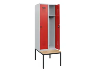 locker met bank,HxBxD 1950x600x815mm,2vak,vak B 300mm,draaigrendel - 1