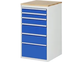 ladekast 1035x580x650mm 6laden cilinderslot RAL7035 RAL5010 beuken - 1