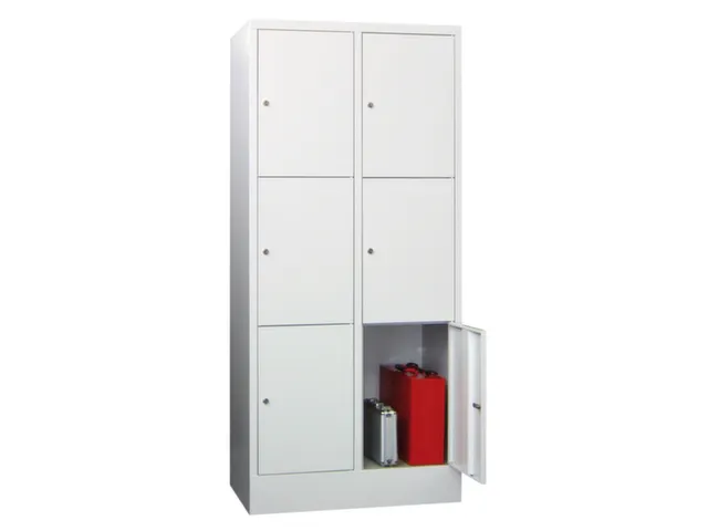 lockerkast,HxBxD 1850x800x500mm,2x3vakken,RAL7035,front RAL7035