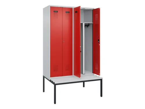PBM-locker met bank,HxBxD 2120x1200x815mm,4vak,vak B 300mm