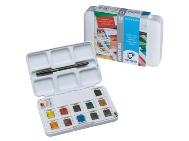 Aquarelverf, Pocket Box Met 12 Halve Napjes