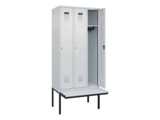 locker met bank,HxBxD 2120x900x815mm,3vak,vak B 300mm,cilinderslot