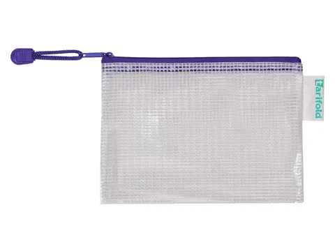 Opbergtas Tarifold met rits 175x125mm PVC blauw