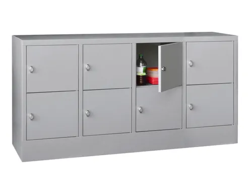 lockerkast,HxBxD 855x1600x500mm,4x2vakken,RAL7035,front RAL7016