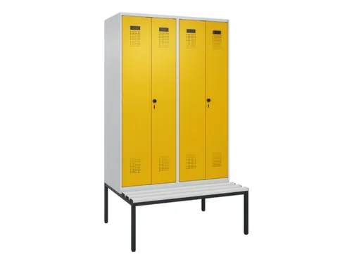 locker met bank,voor scheiding van kleding,HxBxD 2120x1200x815mm,4vak