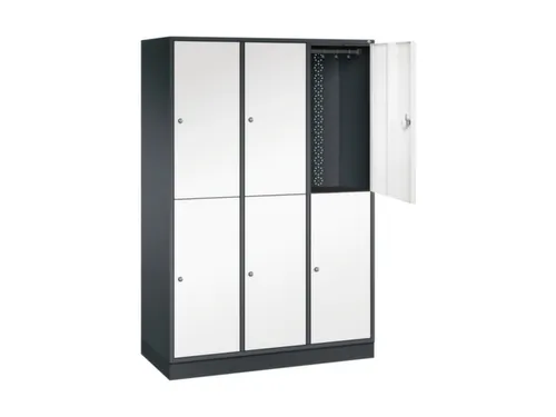Dubbeldekse garderobekast,HxBxD 1950x1220x500mm,3x2vak.,vak B 360mm