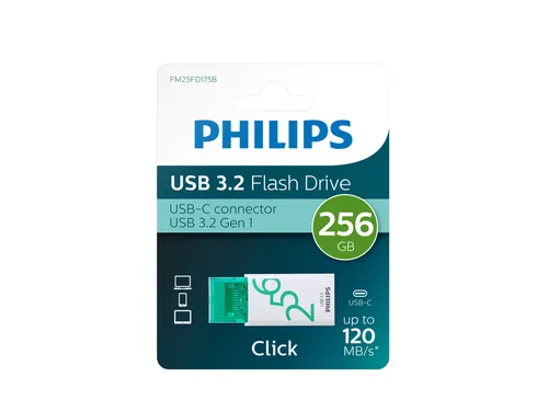 USB stick 3.2 Philips Click USB-C 256GB groen