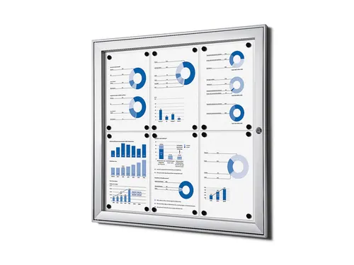 Vitrinebord Quantore voor binnen 4x A4 zilver