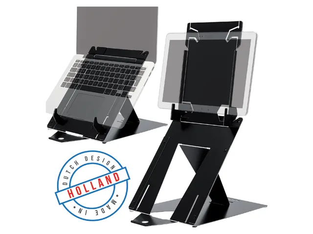 Tablet en laptopstandaard in 1 R-Go Riser Duo voor 10-22 inch Zwart