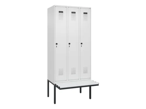 locker met bank,voor scheiding van kleding,HxBxD 2120x900x815mm,3vak