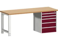 établi HxlxP 840x2000x750mm plateau hêtre rouge force 1500kg