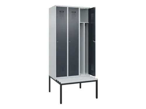 locker met bank,voor scheiding van kleding,HxBxD 2120x900x815mm,3vak