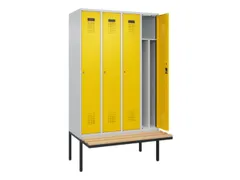 locker met bank,voor scheiding van kleding,HxBxD 2120x1200x815mm,4vak