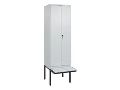 PBM-locker met bank,HxBxD 2120x600x815mm,2vak,vak B 300mm,draaigrendel