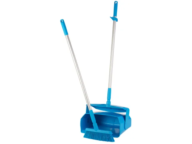 Ensemble pelle avec balayette Vikan long manche alu 840mm bleu