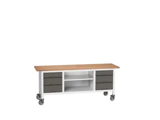werkbank,HxBxD 830x2000x600mm,multiplexblad,uitrusting: 6laden,legbord - 1