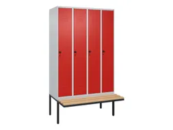 locker met bank,HxBxD 2120x1200x815mm,4vak,vak B 300mm,draaigrendel