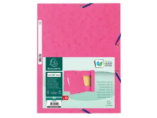 Elastomap 3 kleppen glanskarton 400g/m2 A4 Roze - 12