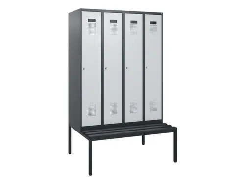 locker met bank,HxBxD 1950x1200x815mm,4vak,vak B 300mm,cilinderslot