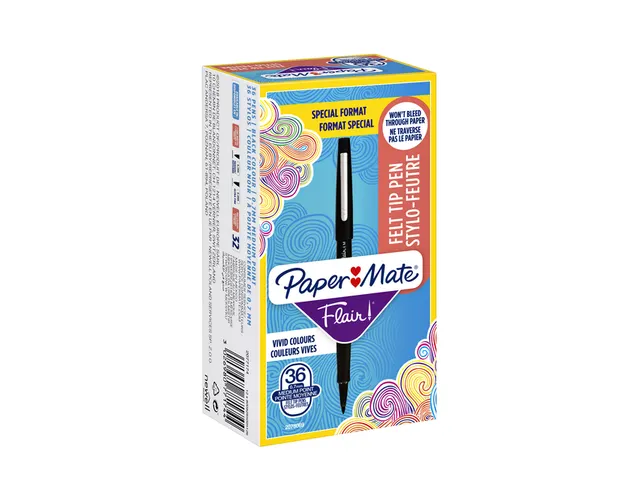 Fineliner Paper Mate Flair original Medium noir valuepack 36 pièces