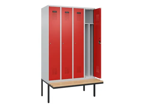locker met bank,voor scheiding van kleding,HxBxD 2120x1200x815mm,4vak