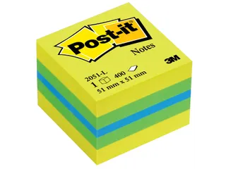 Memoblok 3M Post-it 2051L kubus 51x51mm lemon assorti 400vel - 1