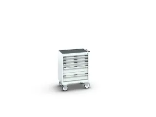 ladekast verrijdbaar 880x650x525mm 5laden romp RAL7035 front RAL7035 - 7