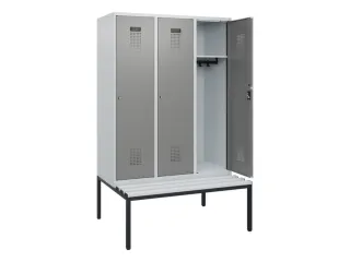 locker met bank,HxBxD 1950x1200x815mm,3vak,vak B 400mm,cilinderslot - 1