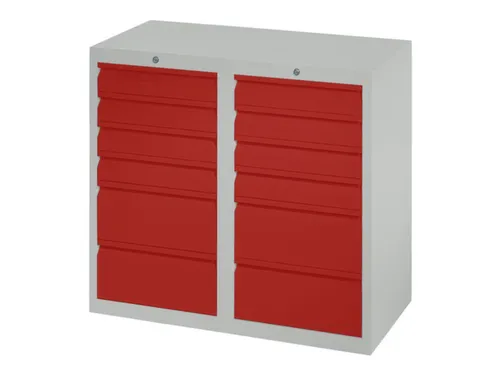 ladekast,HxBxD 900x1000x500mm,12lade(n),RAL7035,front RAL3000