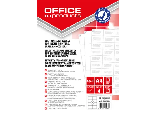 Office Products Etiket 105x74mm Wit Rechte Hoek 800 stuks