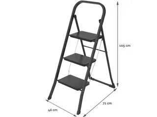 Huishoudtrap Metaal SL300 zwart 3 Treden - 8