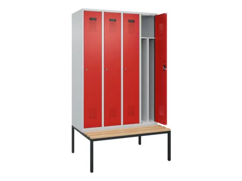 locker met bank,voor scheiding van kleding,HxBxD 2120x1200x815mm,4vak