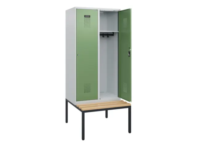 locker met bank,HxBxD 1950x800x815mm,2vak,vak B 400mm,cilinderslot