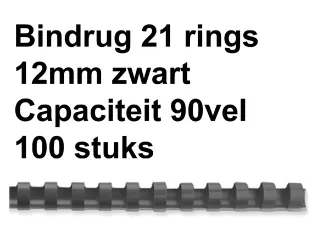 Bindrug Fellowes 12Mm 21-Rings A4 Zwart 100 Stuks