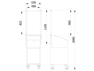 anti-speekselscherm,pvc-folie,glashelder,frame staal RAL5007 - 2