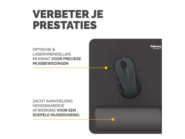 Muismat met polssteun Fellowes Breyta zwart 20x24cm