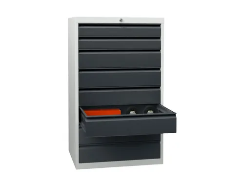 ladekast 1200x500x600mm 8laden cilinderslot RAL7035 front RAL7016