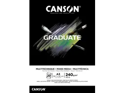 Mixed mediapapier Canson Graduate Mixed Media 20vel 240gr A3 zwart