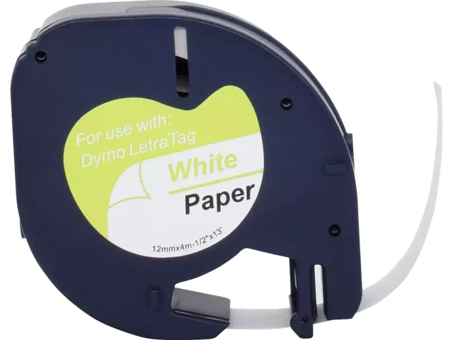 Neutral Labeltape Dymo S0721510 papier 12mmx4m Zwart op Wit
