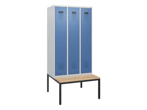locker met bank,HxBxD 1950x900x815mm,3vak,vak B 300mm,cilinderslot