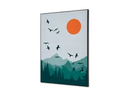 Wanddecoratie Textiel Set A2 Zon en Vogels