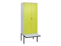 PBM-locker met bank,HxBxD 2120x800x815mm,2vak,vak B 400mm,draaigrendel