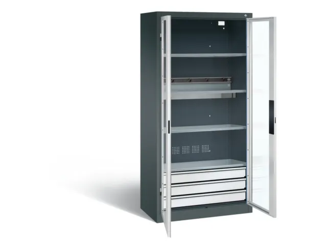acculaadkast 1950x930x500mm 5stekkerdozen 230V cil.-slot front RAL7035